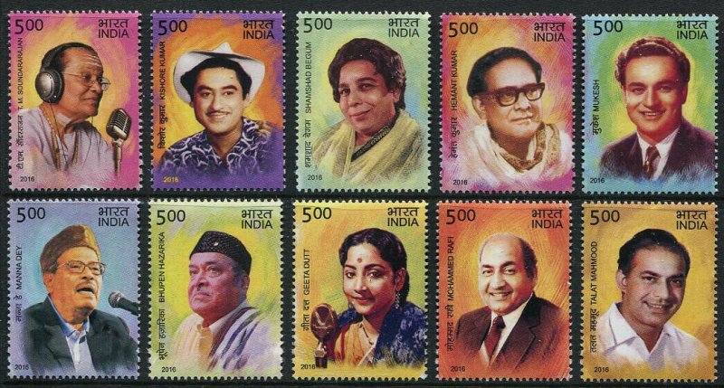 HERRICKSTAMP NEW ISSUES INDIA Sc.# 2884-93 Legendary Singers