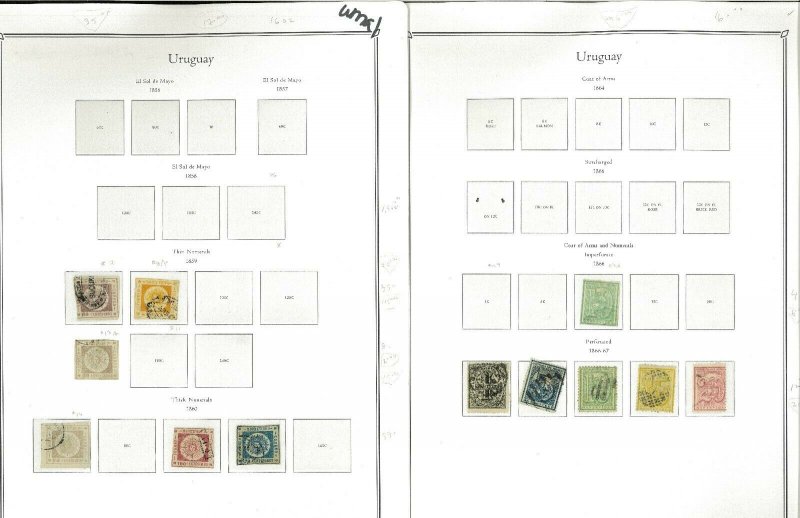 Uruguat 1859-1970 M & U on Palo Hingeless Pages (No Binder)