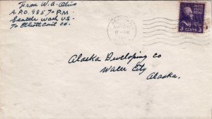 United States A.P.O.'s 3c Jefferson Prexie 1943 Skagway, Alaska A.P.O. 985 El...