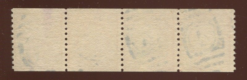 491 Washington Used Coil Strip of 4 Stamps with APEX Cert HZ23