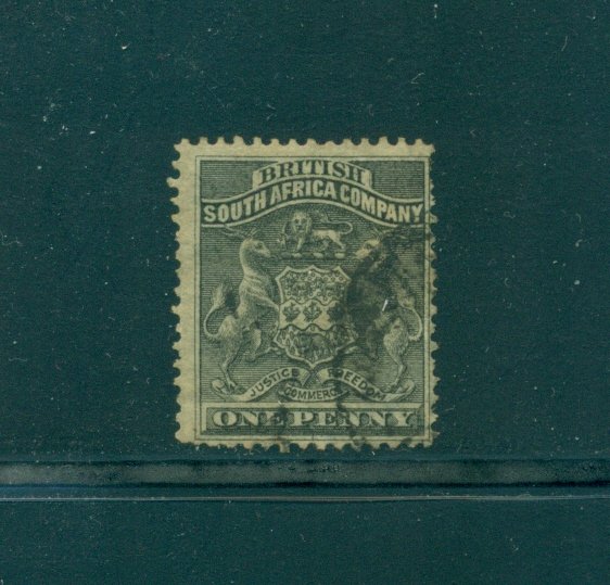 Rhodesia - Sc# 2. 1p 1890 Coat of Arms. Used. $4.00.