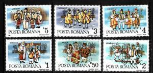 Romania-Sc#3423-8-unused NH set-Folk Costumes-1986-