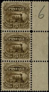 #114-E6d F-VF OG NH RIGHT MARGIN PLATE ESSAY ON STAMP PAPER W/ #6 MARKING BP9319