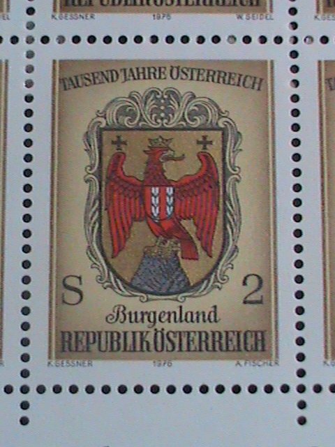 AUSTRIA STAMP-1976 SC#1042 COAST OF ARMS OF AUSTRIA PROVINCE MNH FULL SHEET