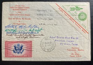 1936 Reynosa Tamps Mexico First Rocket Flight Mail cover To McAllen USA Signed