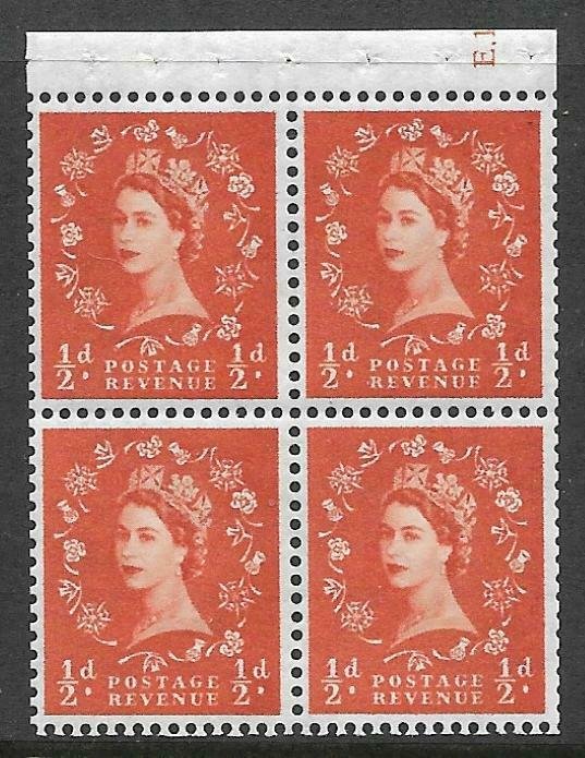 SB11 ½d Crowns left Cyl E13 Wilding booklet pane perf type I UNMOUNTED MINT 