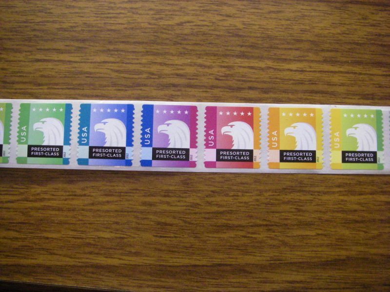 Scott 4590a, 25c Spectrum Eagle, Presorted First-Class, Strip of 6, NOT PNC, MNH