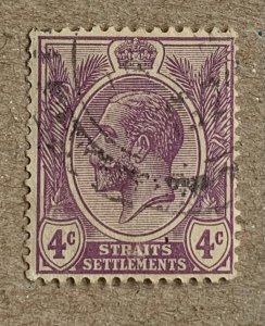 Straits Settlements 1924/5 KGV 4c deep violet, used. Scott 184, CV $0.25. SG 223