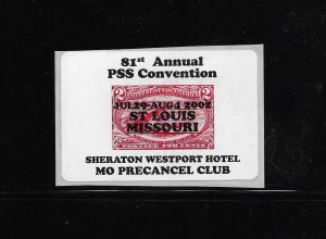 Precancel Stamp Society (PSS) Convention Seal/Label; 2002, Red & Black, MNH