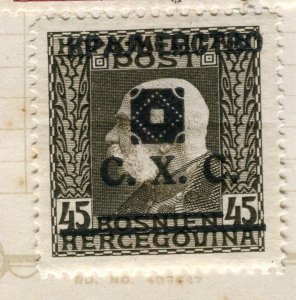 YUGOSLAVIA; 1919 early F. Joseph Bosnia Optd. issue Mint hinged 45h. value