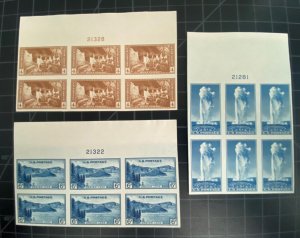 US Stamps-SC# 759 - 761 - Natl Parks - NGAI - Plate Blocks Of 6 - SCV = $82.50