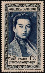 ✔️ CAMBODIA 1952 - RE-ISSUE - NORODOM SIHANOUK - SC. 12 MNH **  [1KH012]