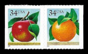 PCBstamps  US #3493/3494a H Pair 64c(2x34c)Apples/Oranges, MNH, (59)