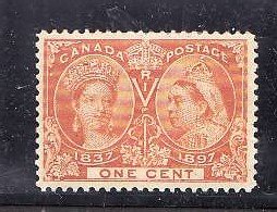 Canada-Sc#51-Unused 1c orange-QV Diamond Jubilee-og- hinge remnant-1897-Cdn183-