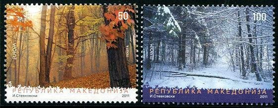 HERRICKSTAMP MACEDONIA Sc.# 564-65 Europa 2011 Forests