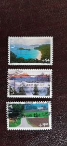 US Scott # C145, C147 and C150; 3 Scenic Airmail stamps; used; F/VF centering