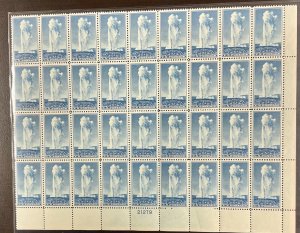 744 Yellowstone, Old Faithful  National Parks MNH 5 c Partial Sheet of 36  1934 