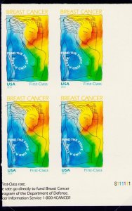 US  Sc B5a  Imperf NDC Plate Block of 4 Breast Cancer Research  2014