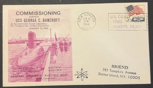 USS GEORGE BANCROFT SSBN-643 COMISSIONING JAN 1966 NEW LONDON CT NAVY CACHET