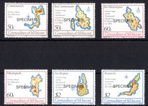 St.Vincent Grenadines 1981 Sc#203/208 MAPS BY R.OTTENS Set (6) SPECIMEN MNH