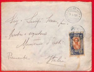 aa0178 - ETHIOPIA - POSTAL HISTORY - Single Stamp on COVER to ITALY  1928
