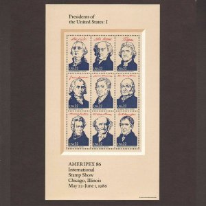 Ameripex '86 President Souvenir Sheets Sc# 2216-2219  ⭐⭐⭐⭐⭐⭐