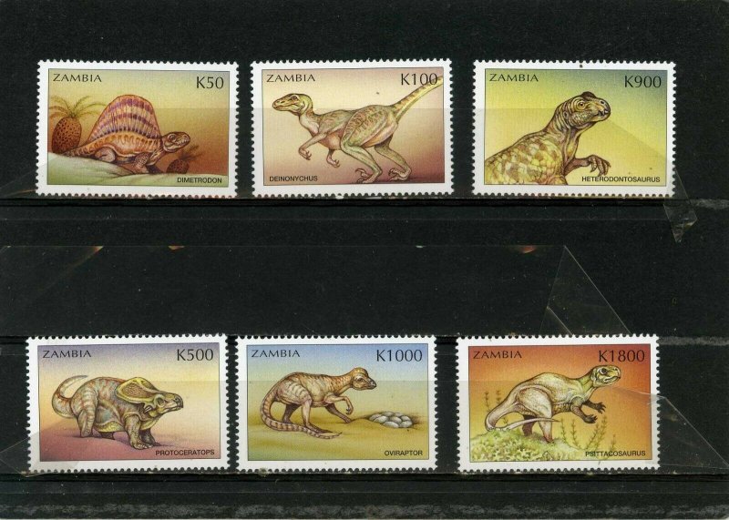 ZAMBIA 1999 PREHISTORIC ANIMALS/DINOSAURS SET OF 6 STAMPS MNH