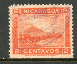 Nicaragua 1900 Momotombo 2 Peso Salmon Scott # 132 VFU W349 ⭐☀⭐☀⭐