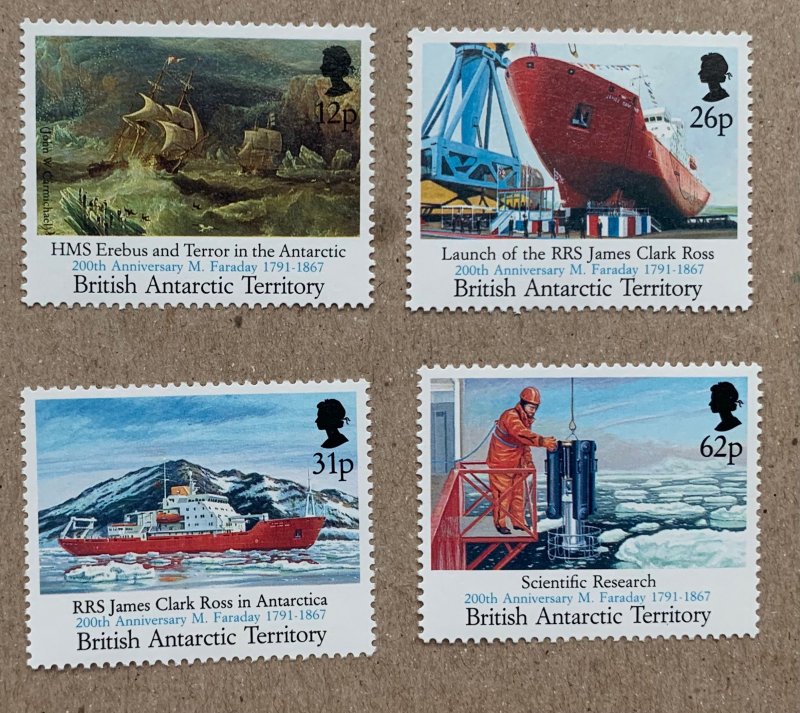British Antarctic Territory 1991 Research Ships, MNH. Scott 184-187, CV $9.55
