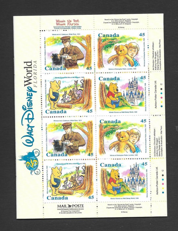 CANADA #1621c WINNIE THE POOH BOOK WITH 2 PANES AS COVERS MNH