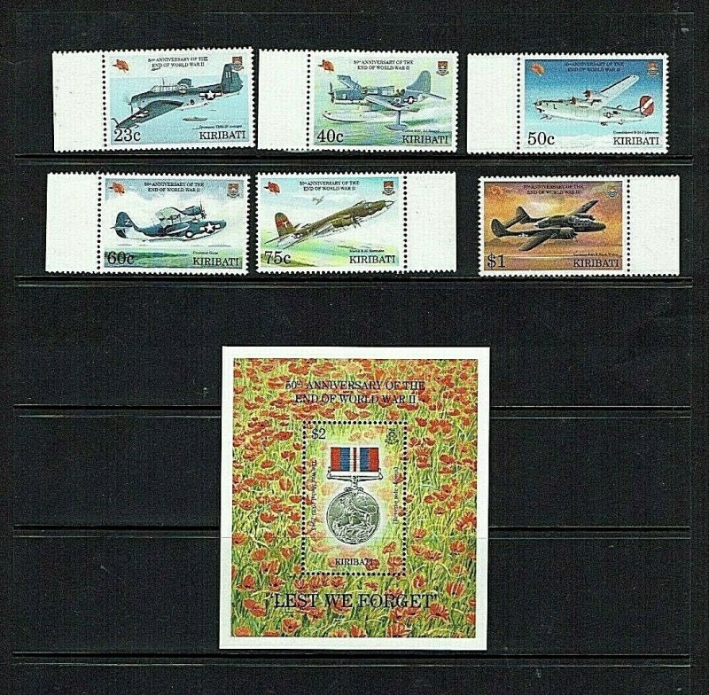 Kiribati: 1995 50th Anniversary of the end of World War II. MNH set + M/Sheet.