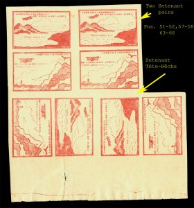 COLOMBIA 1920 AIRMAIL Plane & Mountains TETE-BECHE +SETENANT PAIRS Sc C11Cj Rare