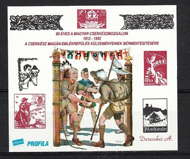 Hungary, 1992 Local issue. Scout IMPERF s/sheet. ^