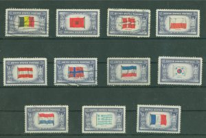 USA Stamps 1943 Overrun Countries of World War II Scott 909-921 USED