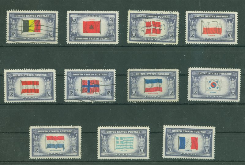 USA Stamps 1943 Overrun Countries of World War II Scott 909-921 USED