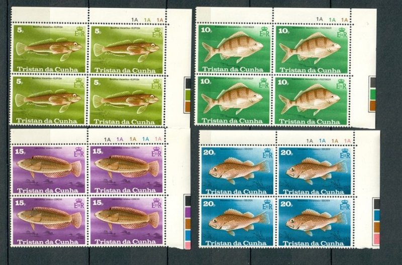 Tristan da Cunha #243 - 246 set of MNH blocks of 4