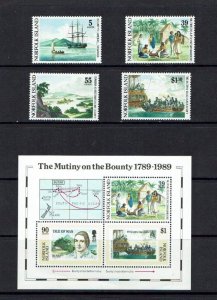 Norfolk Island: 1989, Bicentenary, Mutiny on the Bounty, MNH set + M/Sheet