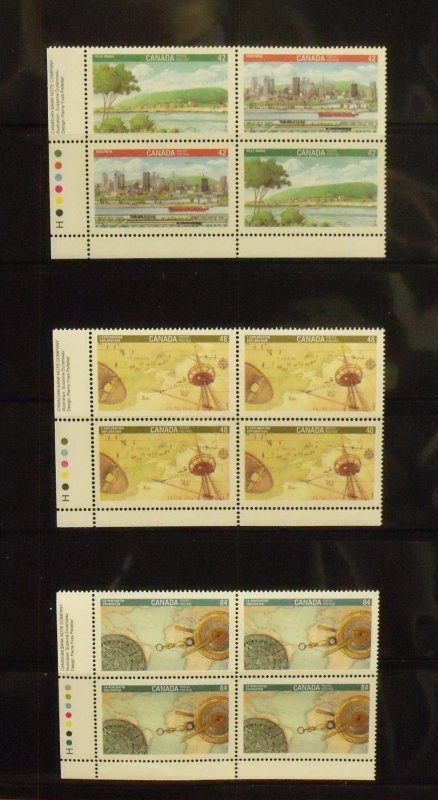 14294   CANADA   MNH # 1405a, 1406, 1407     Plate Blocks         CV$ 13.50