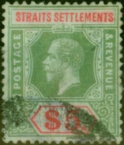Straits Settlements 1913 $5 Green & Red-Green SG212 Good Used
