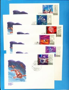 RUSSIA 4007-4012 FDC set - 15 Years of Space Era, Sputnik, Vostok, more - 4 pix