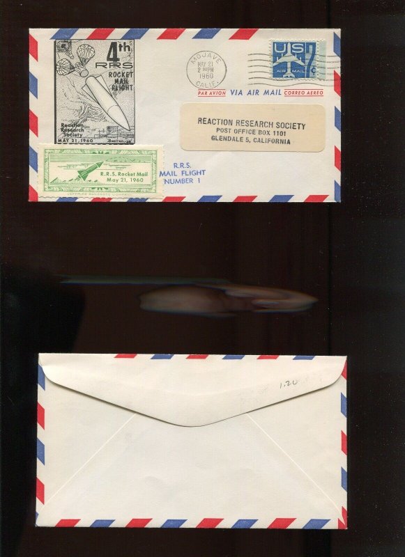 RRS ROCKET MAIL 4TH FLIGHT COVER MAY 21 1960 MOJAVE CALIFORNIA (HR1267)