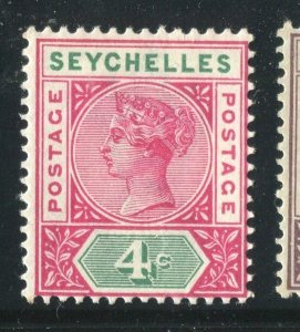 SEYCHELLES; 1890 early classic QV Die II issue fine Mint hinged 4c. value