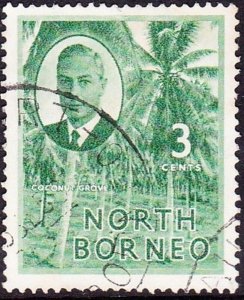 NORTH BORNEO 1950 KGVI 3c Green SG358 FU