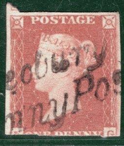 GB QV PENNY RED SG8 1d *CLEOBURY PENNY POST* Cancel RARE Salop Cat £1,100 YOR102