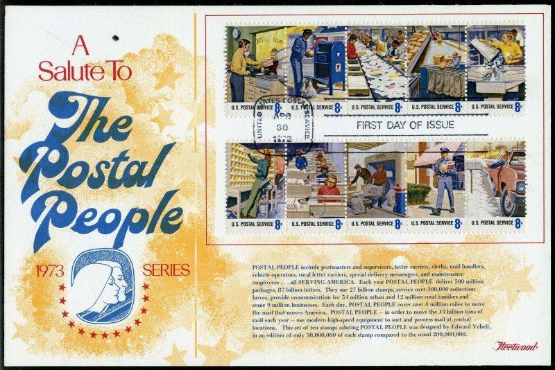 UNITED STATES  1972 A SALUTE TO THE POSTAL PEOPLE FLEETWOOD FIRST DAY COVER