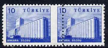 Turkey 1959 Grain Silo horiz pair with perfs between misp...