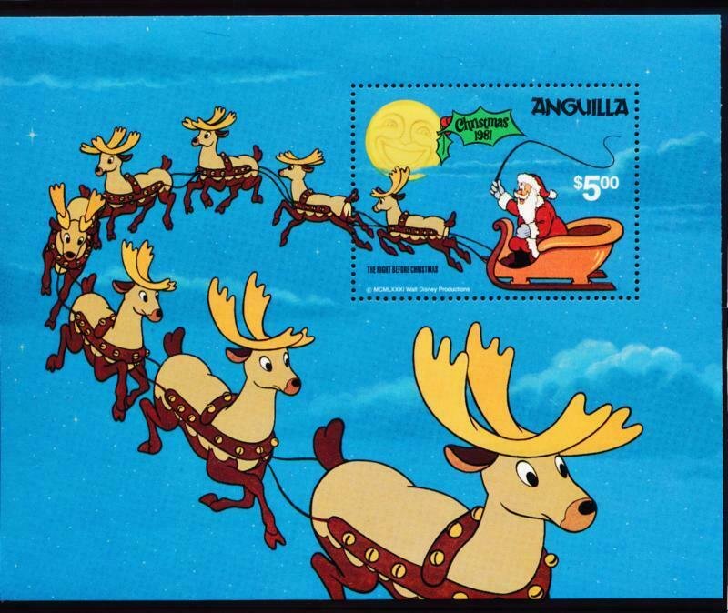 DISNEY ANGUILLA 462 MINT NH CHRISTMAS 1981 S/S