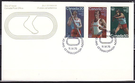 Canada, Scott cat. 664-666 issue. Montreal Olympics. First day cover. ^