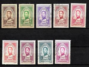 French Indochine  year 1936 Scott #182-192 (minus #187), used