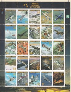 Marshall Islands # 600, Jet Fighters, Sheet of 25 Different, Mint  NH, 1/2 Cat.